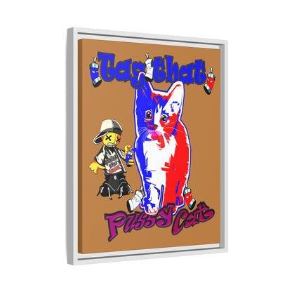 tag that - framed canvas art (light brown)