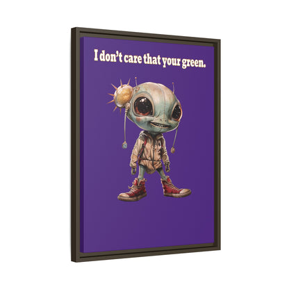 I don't care that your green - framed canvas art (purple)