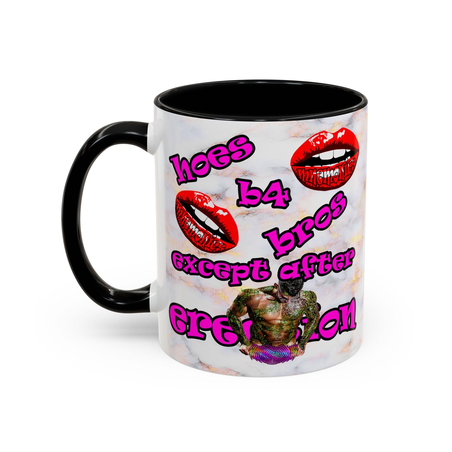 hoes b4 bros - Accent Mug (white marble)
