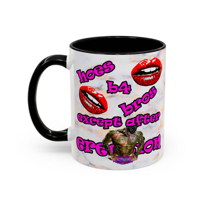 hoes b4 bros - Accent Mug (white marble)