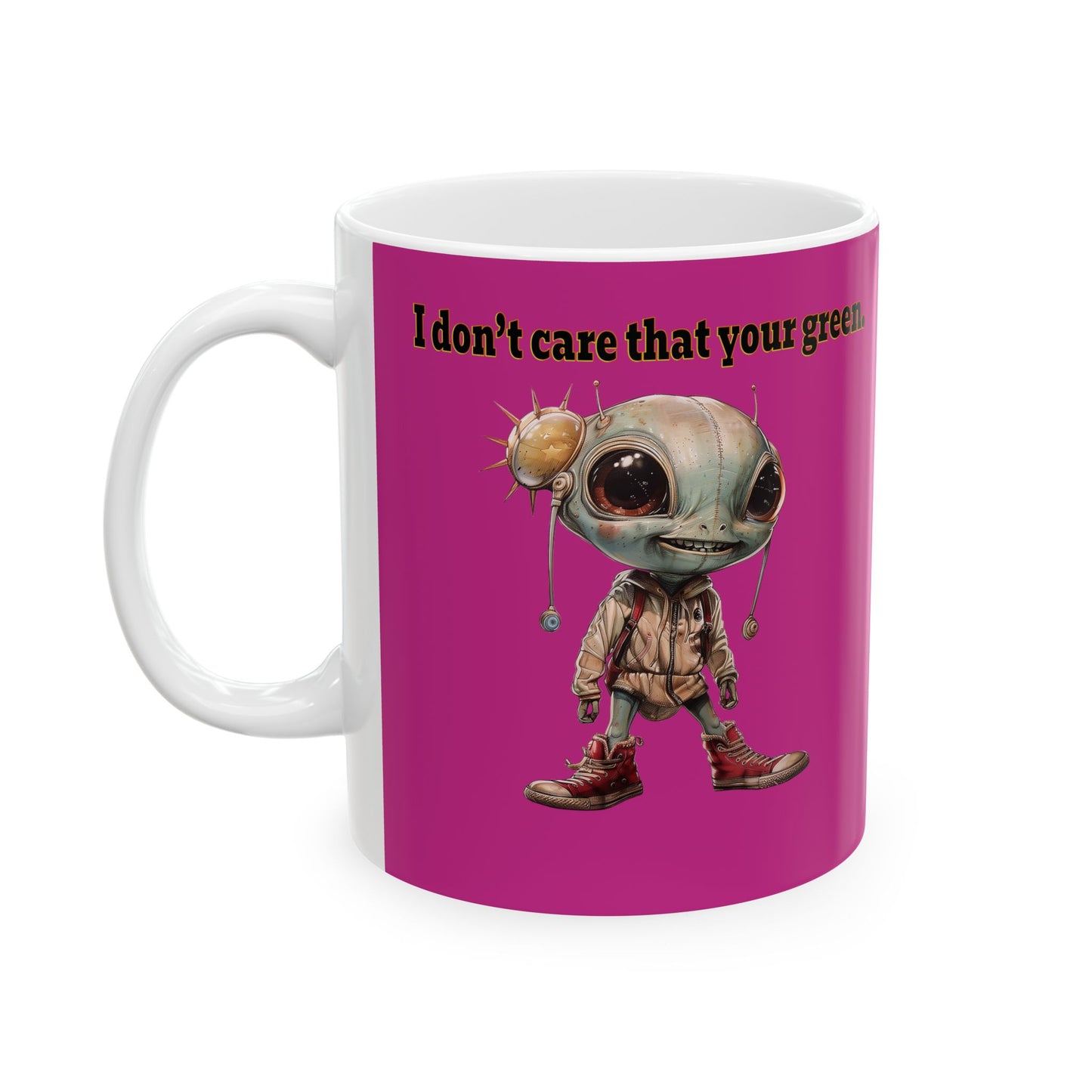 I don't care that your grey - White Mug (pink)