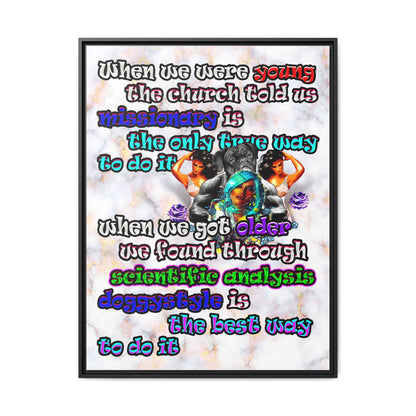 doggystyle - framed canvas art (white marble)