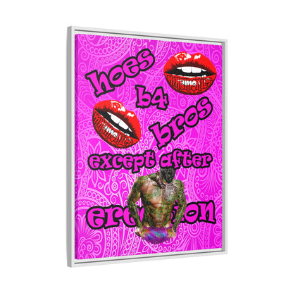 hoes b4 bros - framed canvas art (pink swirl)