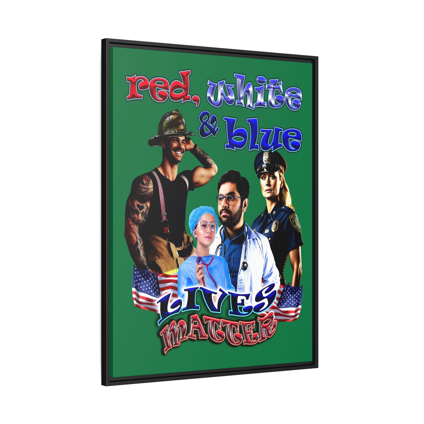 rw&b lives matter - framed canvas art (dark green)