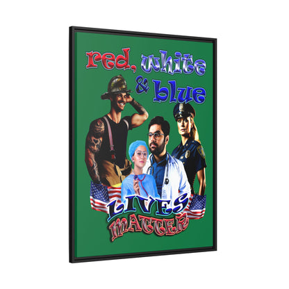 rw&b lives matter - framed canvas art (dark green)