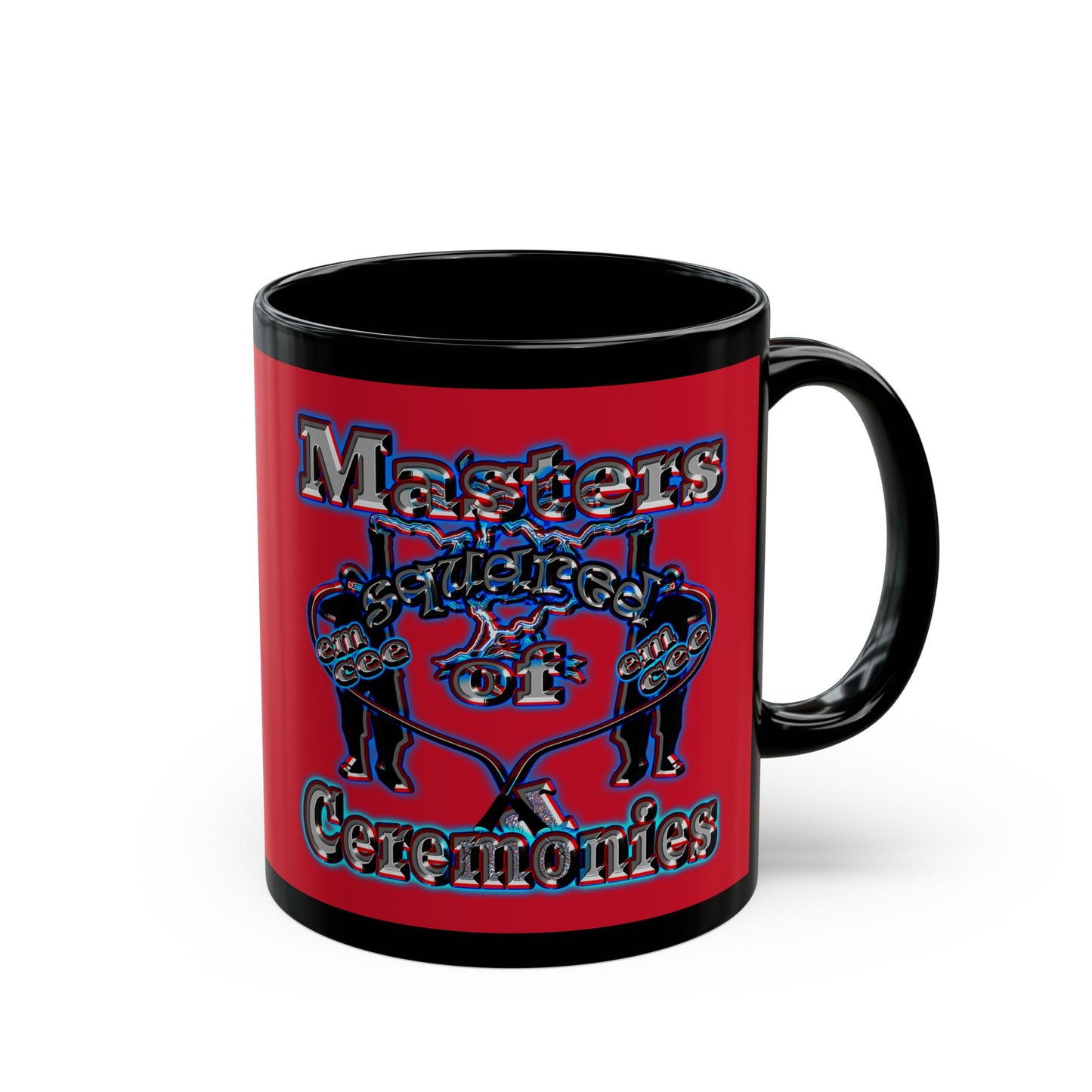em cee squared - Black Mug (dark red)