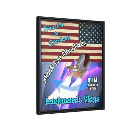 shoot for the stars - framed canvas art (grey-pink wave)
