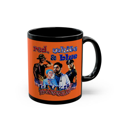 rw&b lives matter - Black Mug (orange)