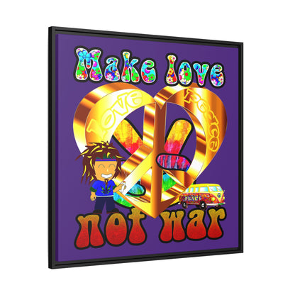 love peace - framed canvas art (purple)