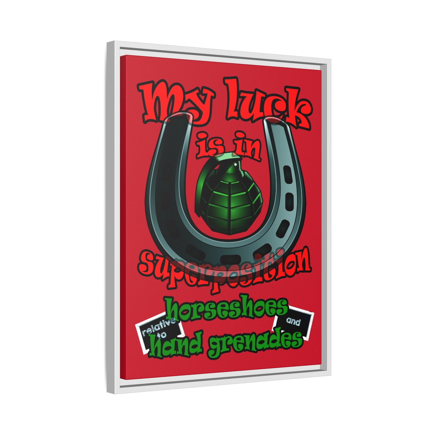my luck - framed canvas art (dark red)