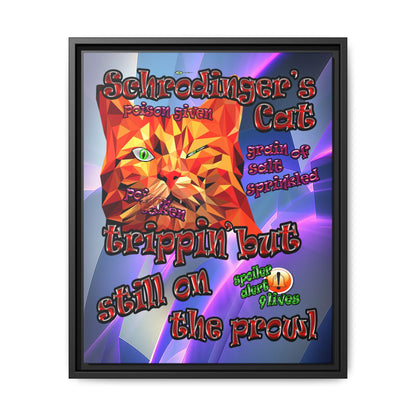 schrodinger's cat - framed canvas art (grey-pink wave)