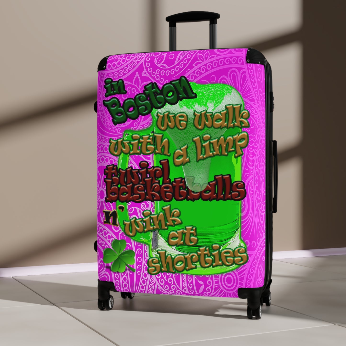 celtics logo - Suitcase (pink swirl)