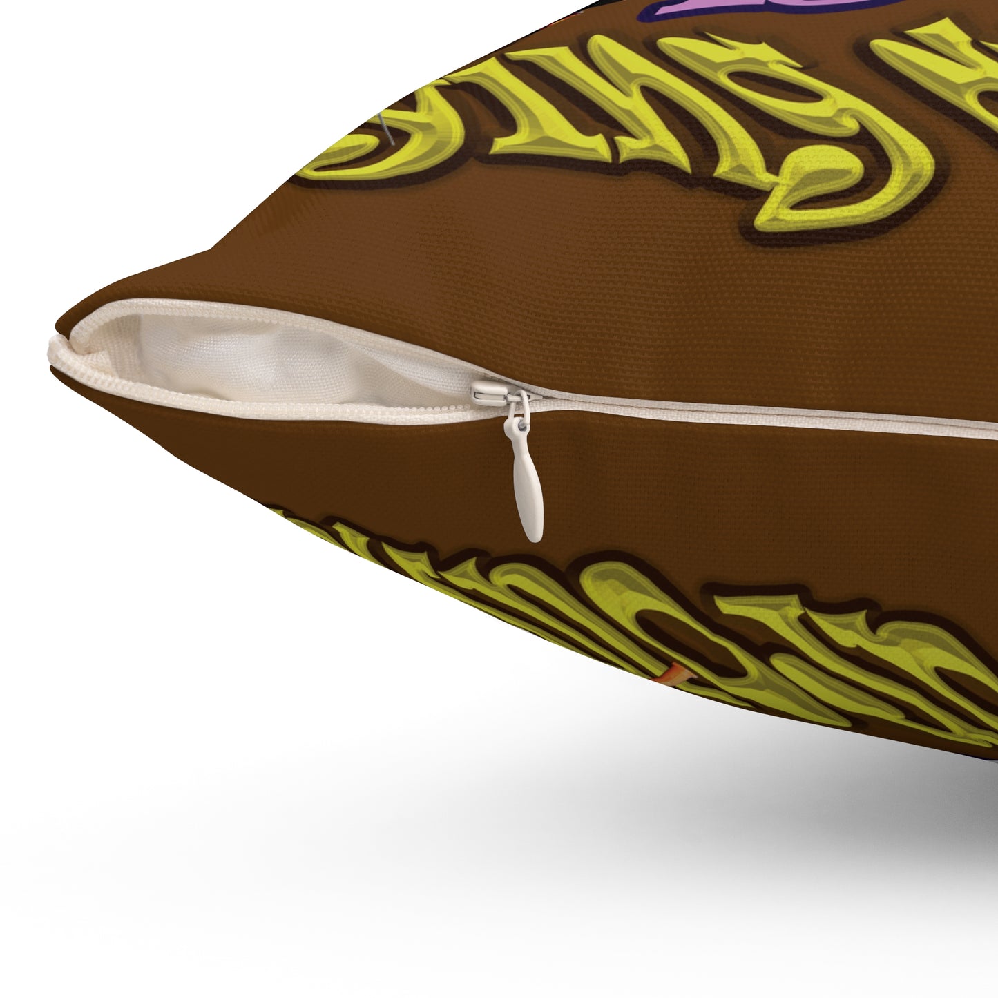 the bum's shit - Spun Polyester Square Pillow - (brown)