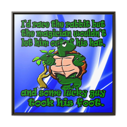 turtle race - framed canvas art (blue-white wave)