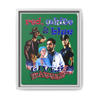 rw&b lives matter - framed canvas art (dark green)