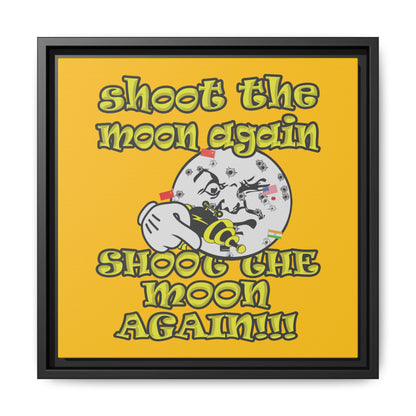 shoot the moon again - framed canvas art (yellow)