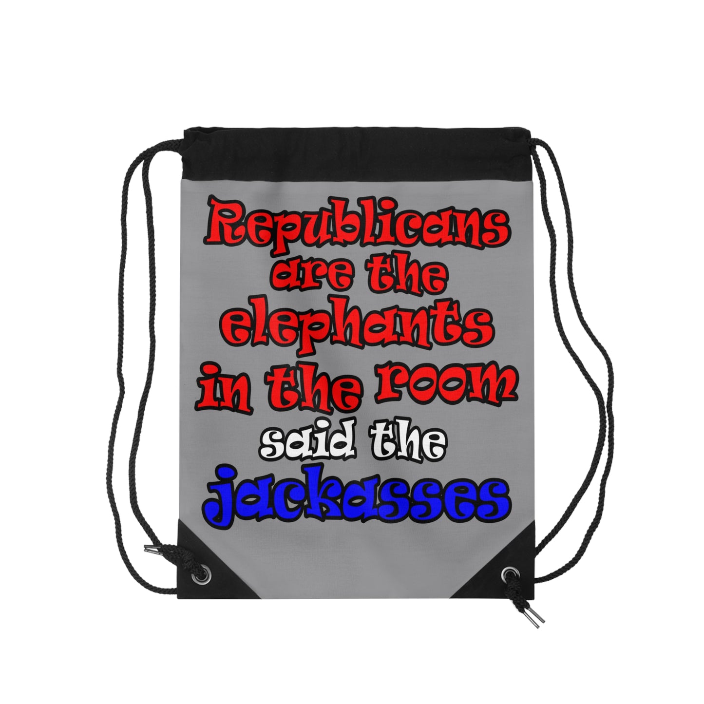 donkeys and elephants - Drawstring Bag (grey)