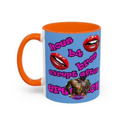 hoes b4 bros - Accent Mug (light blue)