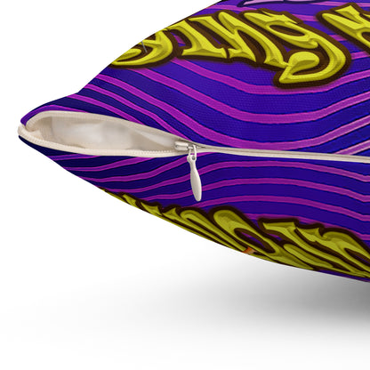 the bum's shit - Spun Polyester Square Pillow - (purple wave)