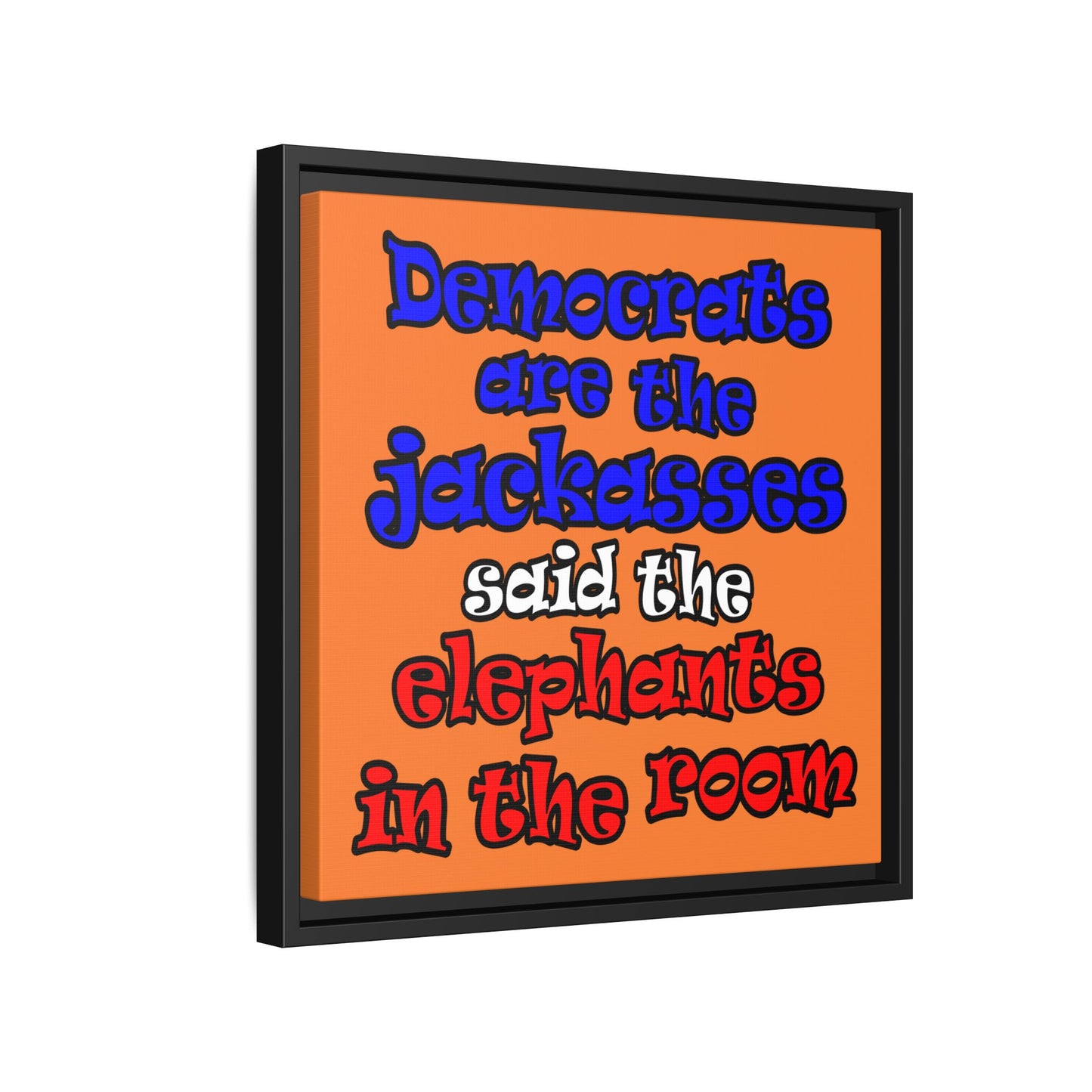 donkeys and elephants - framed canvas art (crusta)