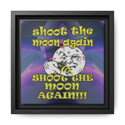 shoot the moon again - framed canvas art (grey-pink wave)