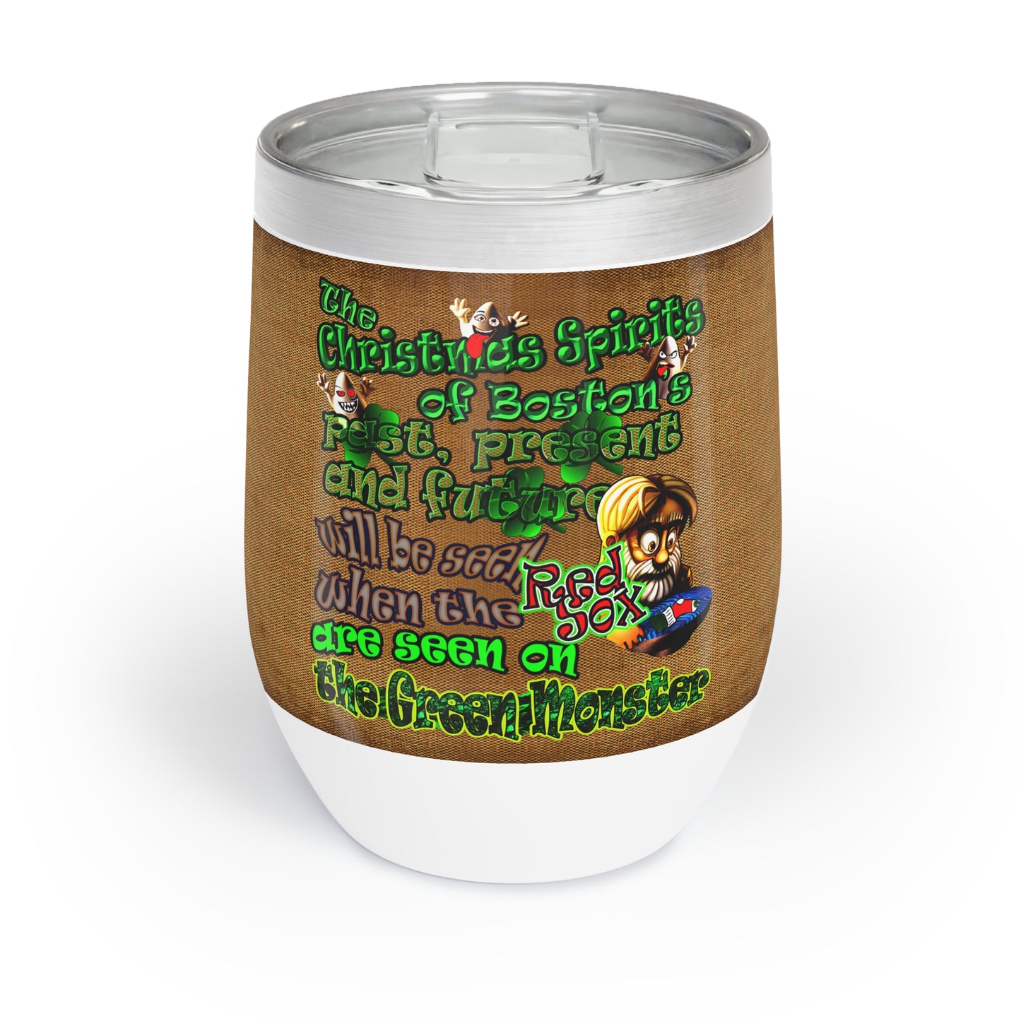 christmas spirits of boston - Chill Wine Tumbler (brown papyrus)