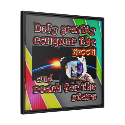 defy conquer reach - framed canvas art (rainbow split)