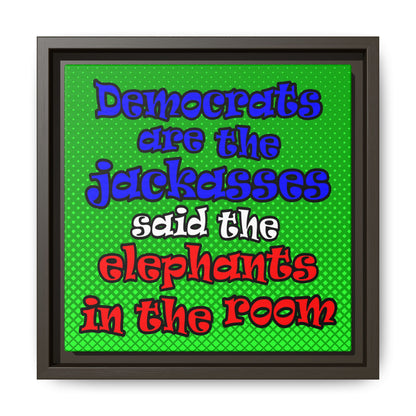 donkeys and elephants - framed canvas art (logo green)