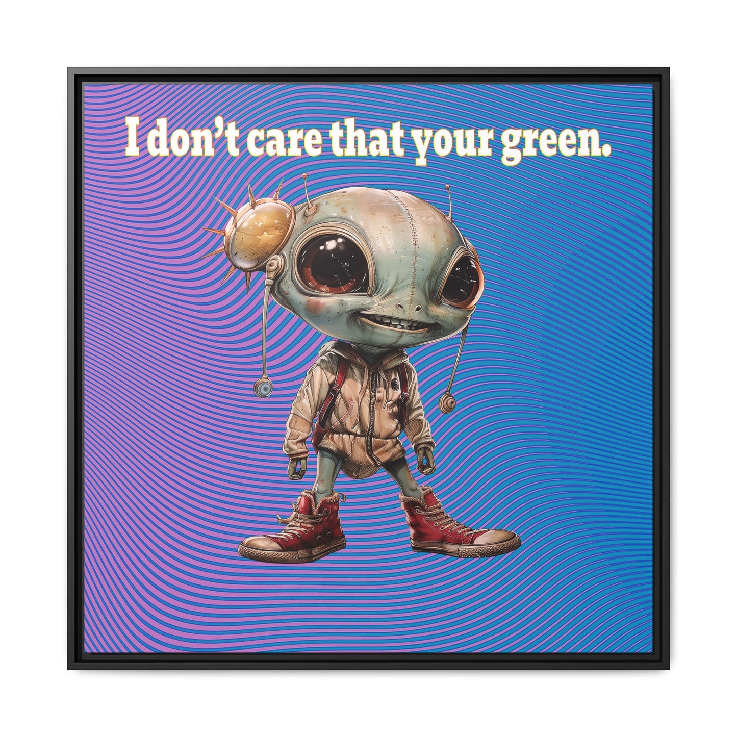 I don't care that your green - framed canvas art (light blue-purple wave)