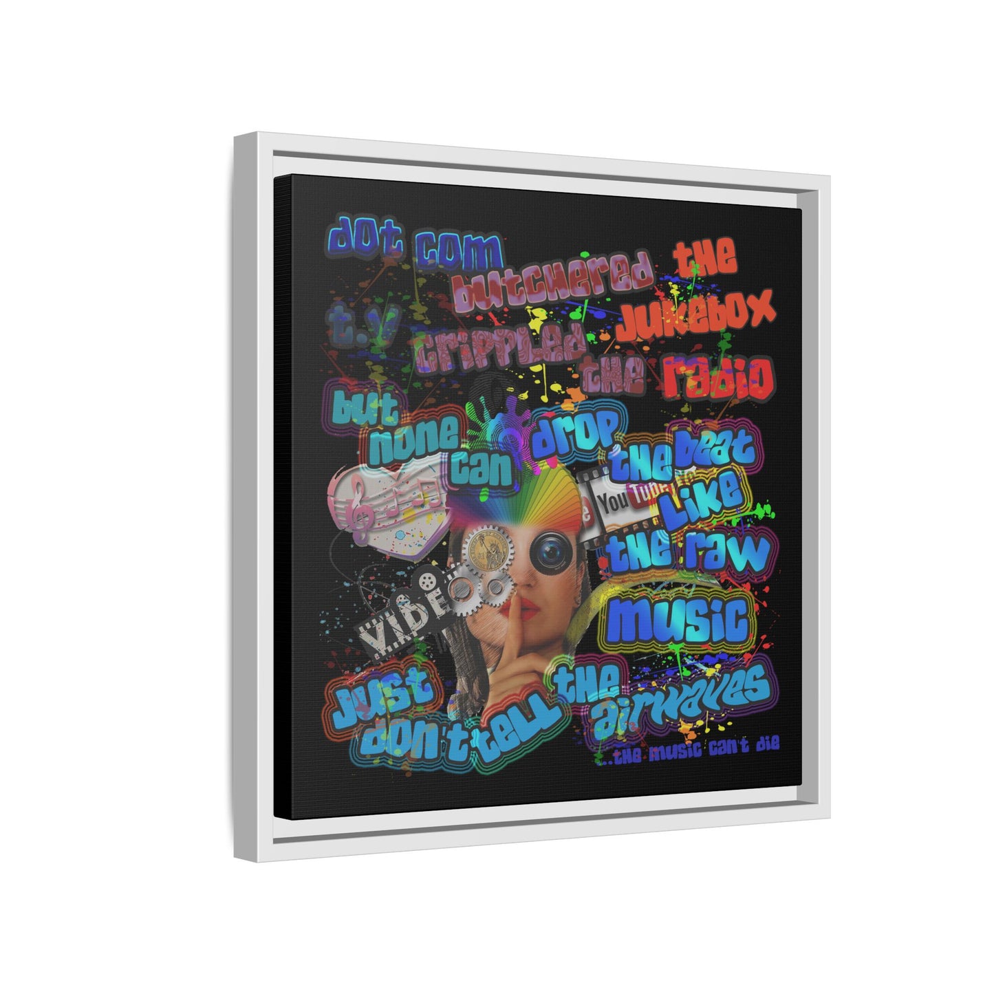 drop the beat - framed canvas art (black)