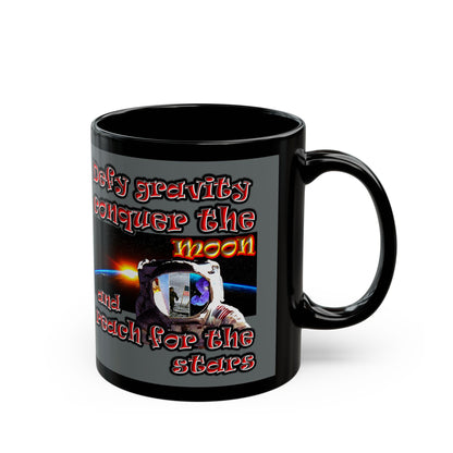 defy conquer reach - Black Mug (dark grey)