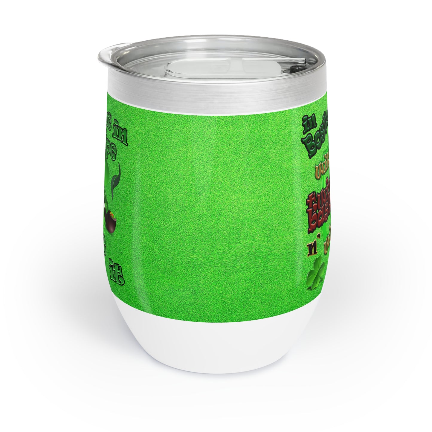 celtics logo - Chill Wine Tumbler (green turf)