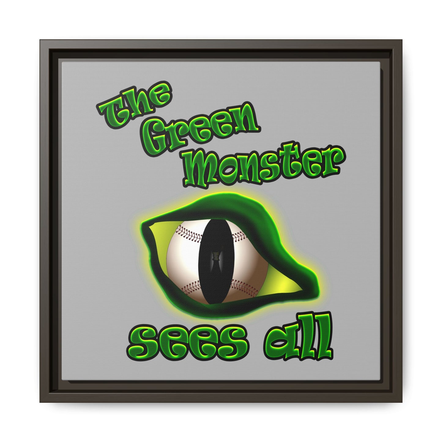 green monster - framed canvas art (light grey)