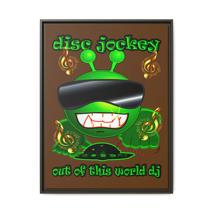 disc jockey - framed canvas art (brown)
