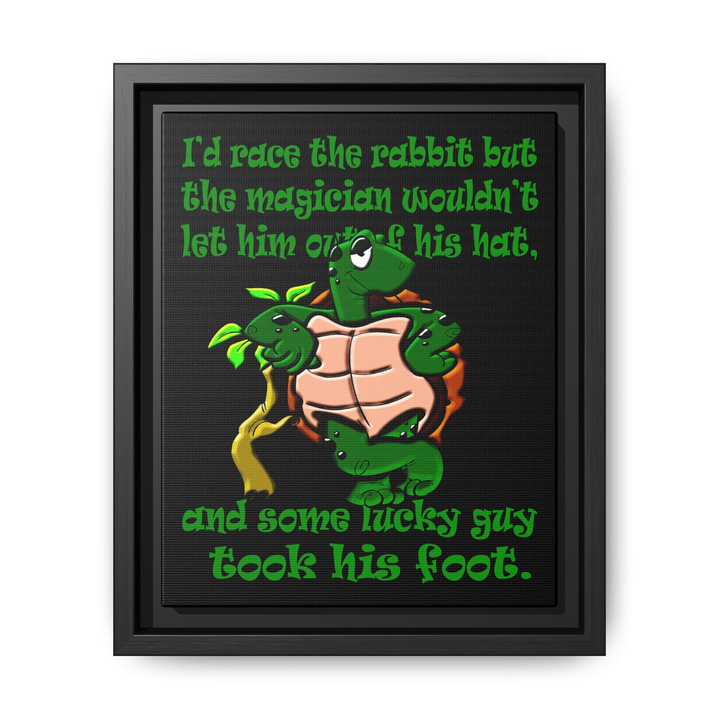 turtle race - framed canvas art (black)