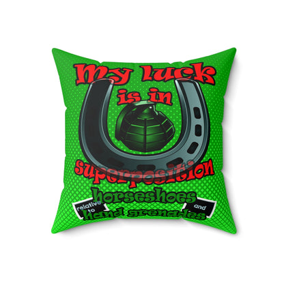 my luck - Faux Suede Square Pillow - (logo green)