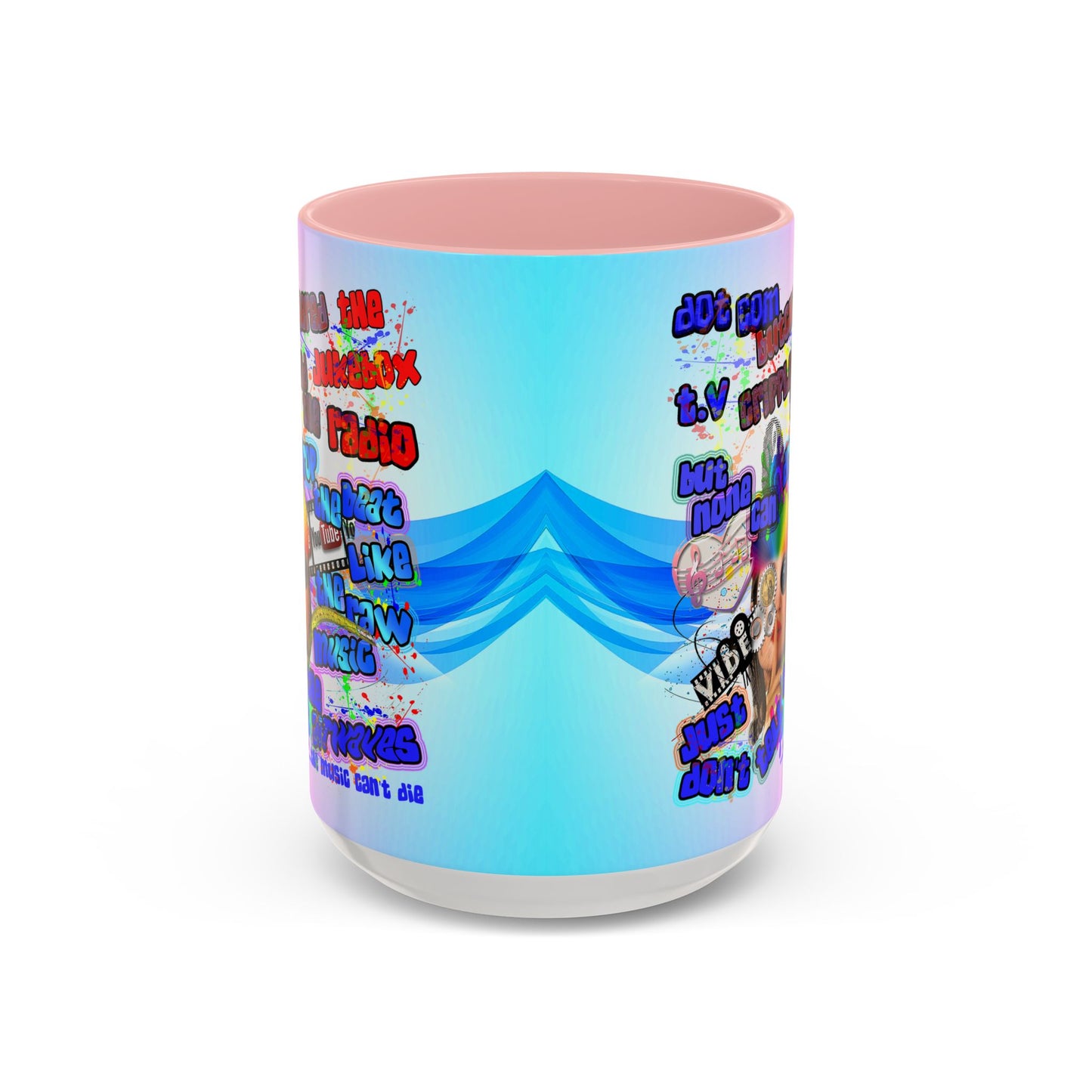 drop the beat - Accent Mug (light blue-pink wave)