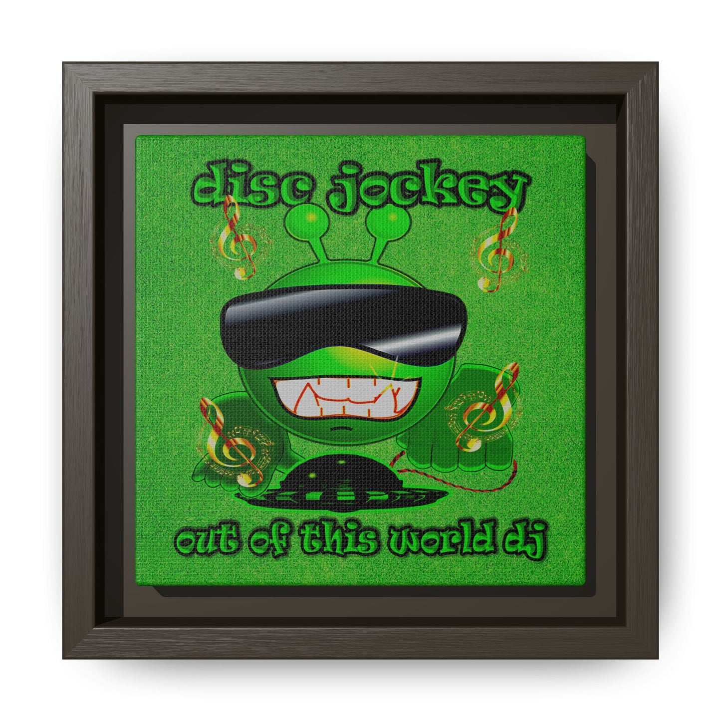 disc jockey - framed canvas art (green turf)