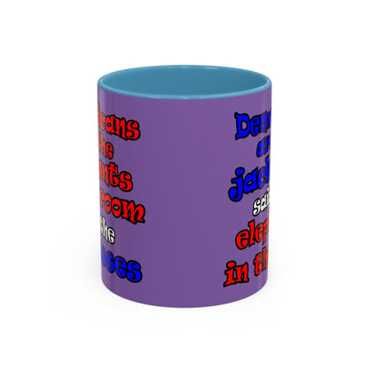 donkeys and elephants - Accent Mug (light purple)