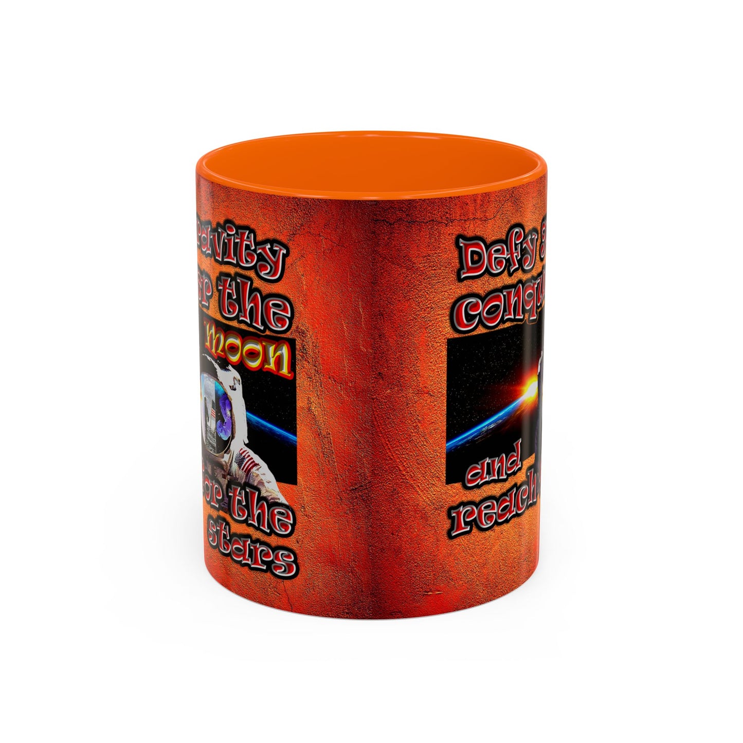 defy conquer reach - Accent Mug (burnt orange)