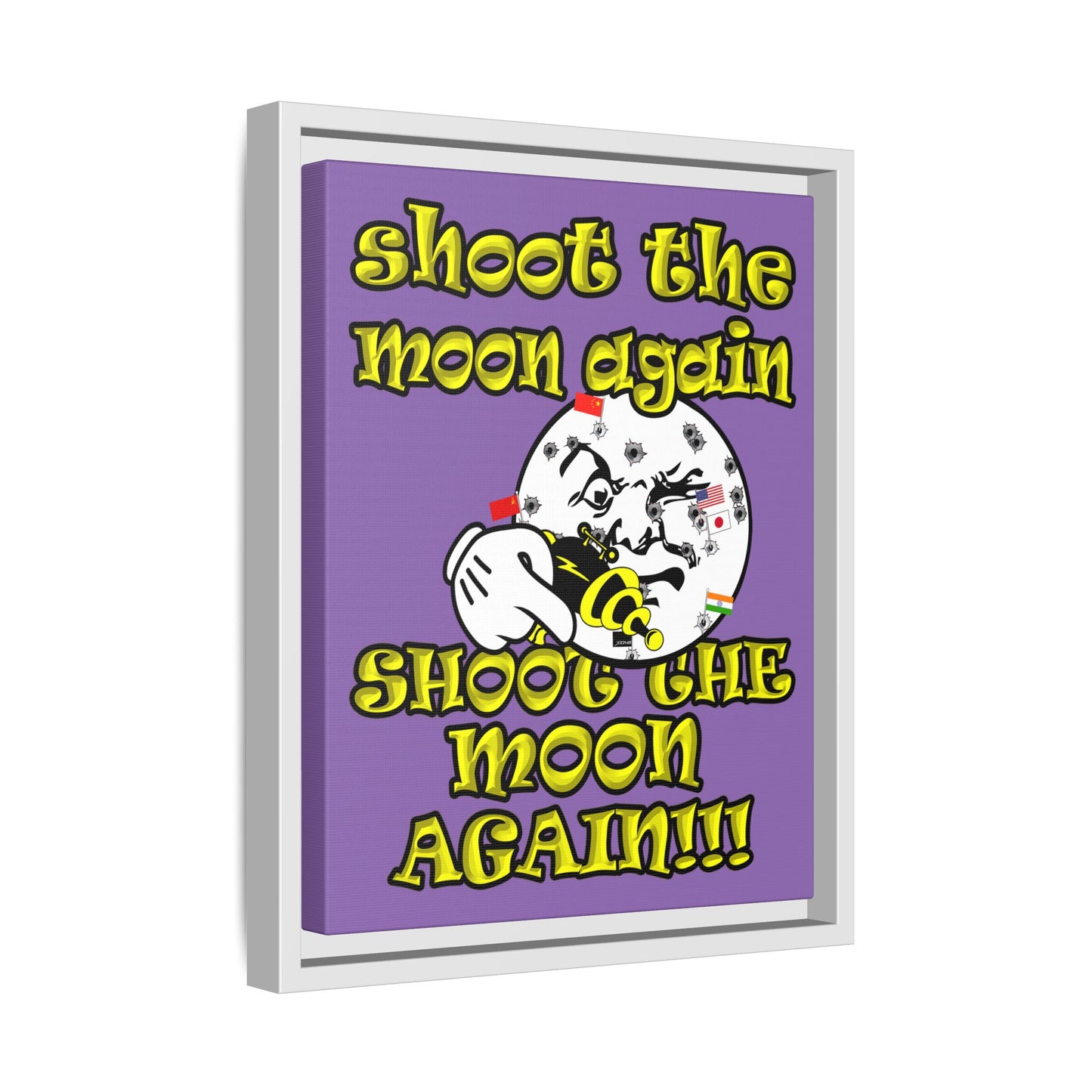 shoot the moon again - framed canvas art (light purple)