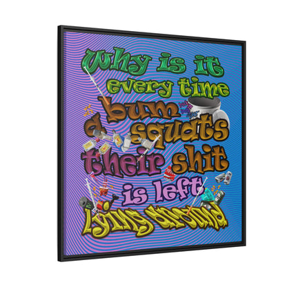 the bum's shit - framed canvas art (light blue-purple wave)
