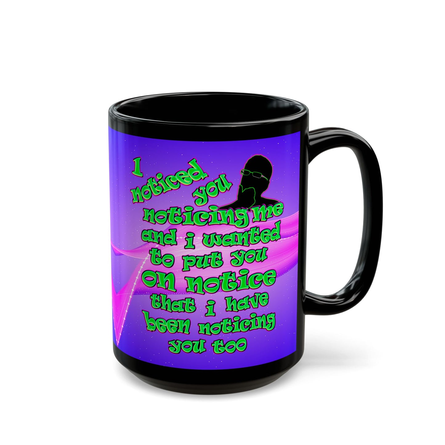 noticed you noticing - Black Mug (purple-pink wave)