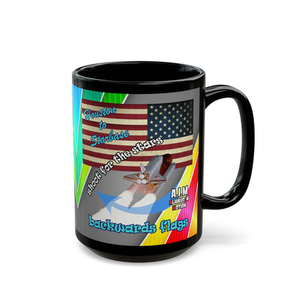shoot for the stars - Black Mug (rainbow split)