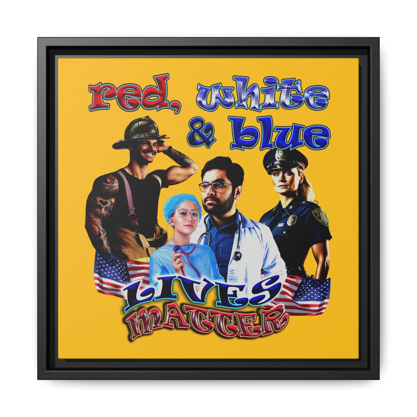 rw&b lives matter - framed canvas art (yellow)