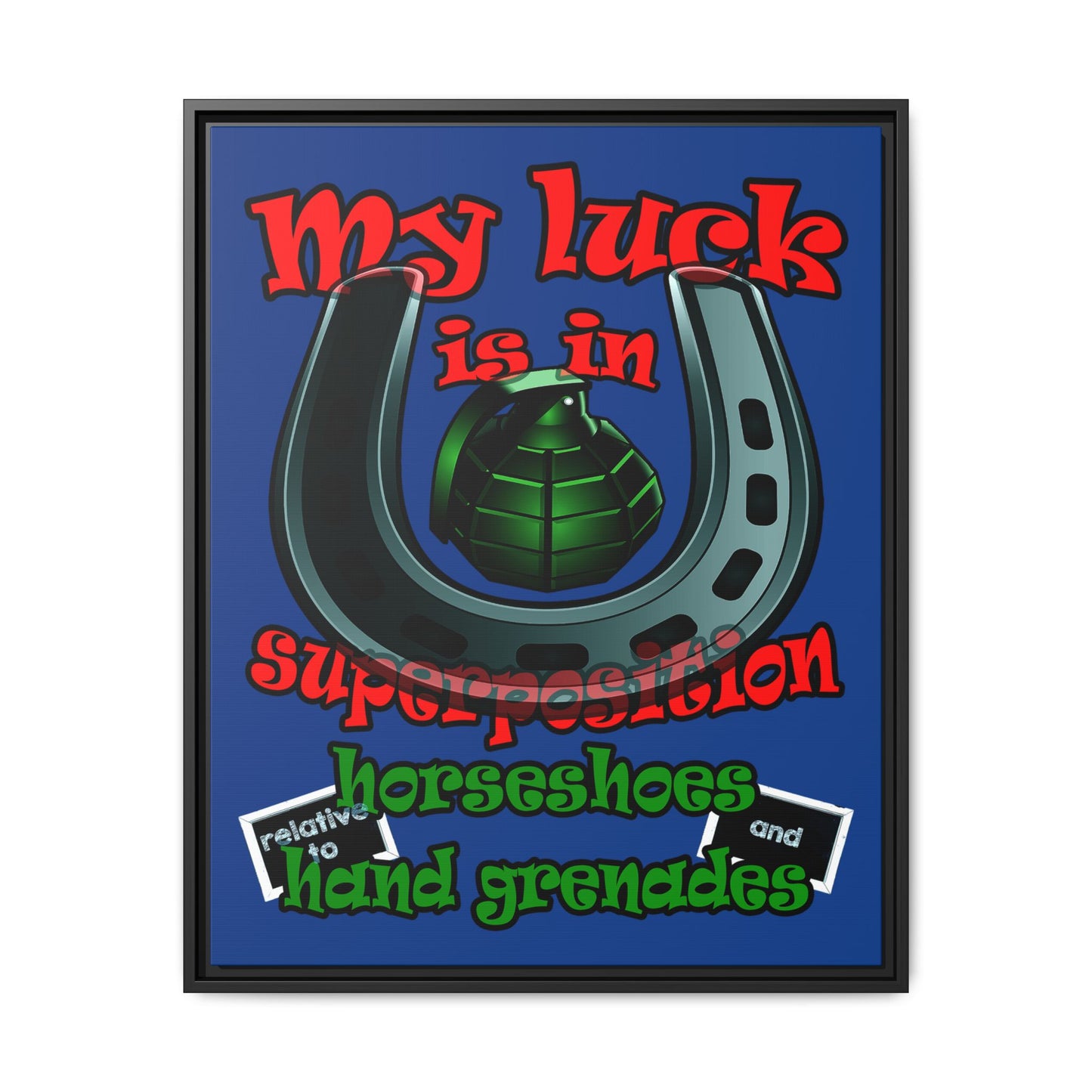 my luck - framed canvas art (dark blue)