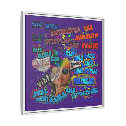drop the beat - framed canvas art (purple)