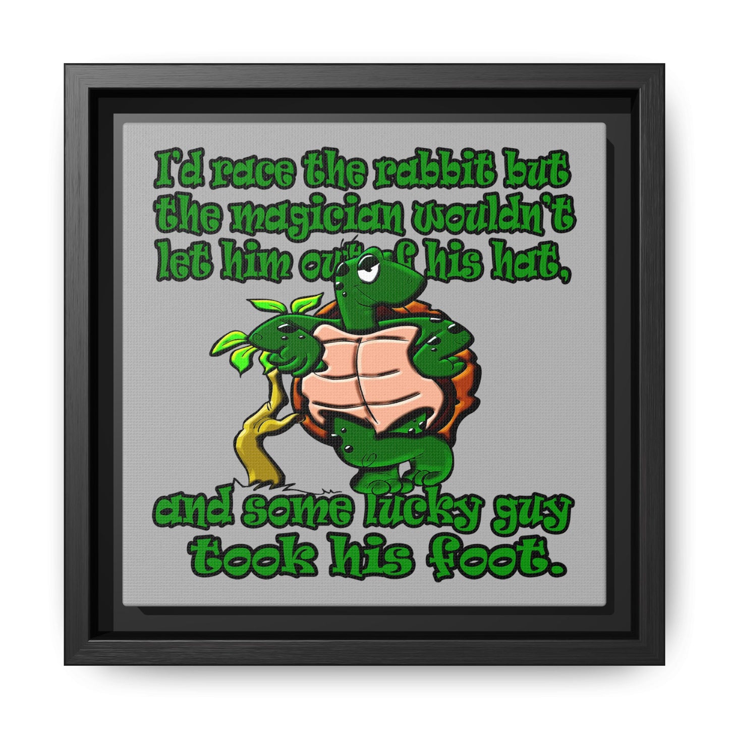 turtle race - framed canvas art (light grey)
