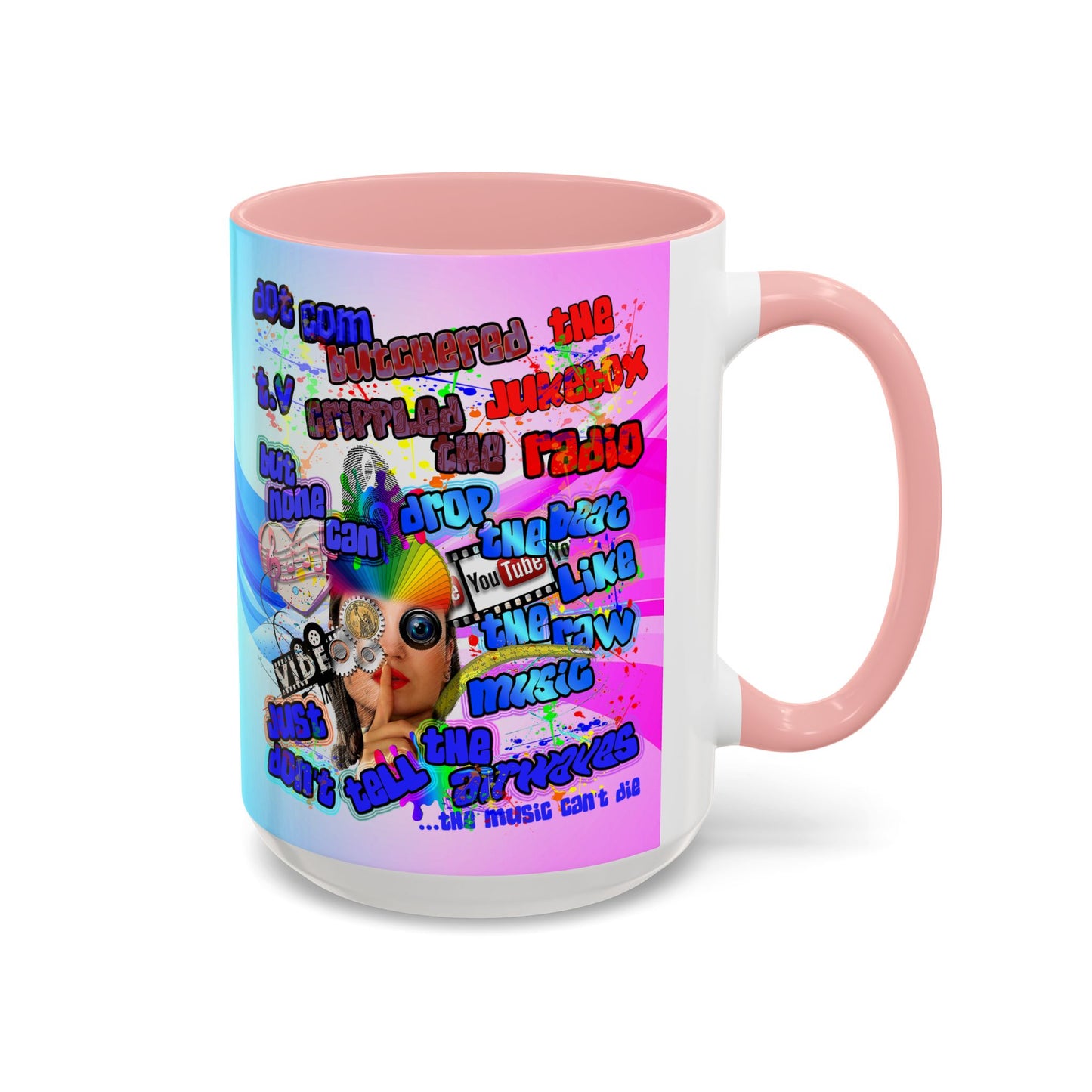drop the beat - Accent Mug (light blue-pink wave)