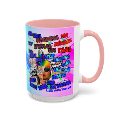 drop the beat - Accent Mug (light blue-pink wave)